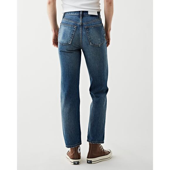 Re/Done Women's 70s Mid Rise Stove Pipe Jeans Dark Wash Blue Size 27 NWT - Picture 3 of 13